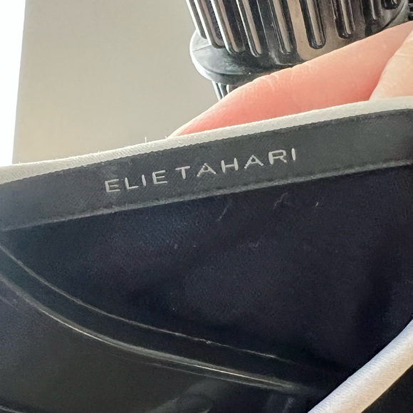 ELIE TAHARI $200 Black White Long-Sleeve Wool-Blend Crew Neck Knit Dress size S - Picture 9 of 11